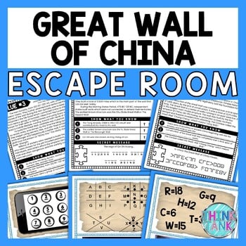 Great Wall of China ESCAPE ROOM - Reading Comprehension Activity - Ancient China