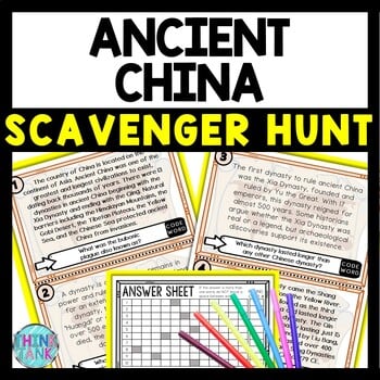 Ancient China Scavenger Hunt Reading Comprehension Activity