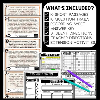 Silk Road Scavenger Hunt Reading Comprehension Activity - Ancient China - Image 3