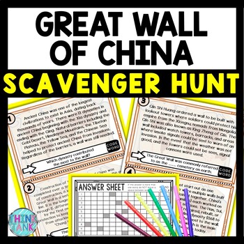 Great Wall of China Scavenger Hunt Reading Comprehension Activity