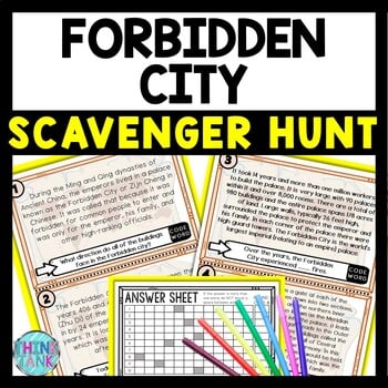 Forbidden City Scavenger Hunt Reading Comprehension Activity - Ancient China
