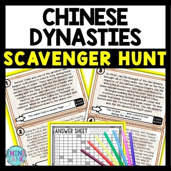 Dynasties of Ancient China Scavenger Hunt Reading Comprehension Activity
