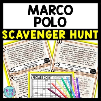 Marco Polo Scavenger Hunt Reading Comprehension Activity - Ancient China
