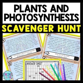 Plants and Photosynthesis Scavenger Hunt Reading Comprehension Activity