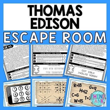 Thomas Edison ESCAPE ROOM - Reading Comprehension Activity - Inventor
