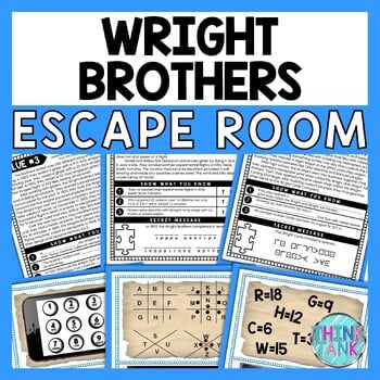 Wright Brothers ESCAPE ROOM - Reading Comprehension Activity - Aviation