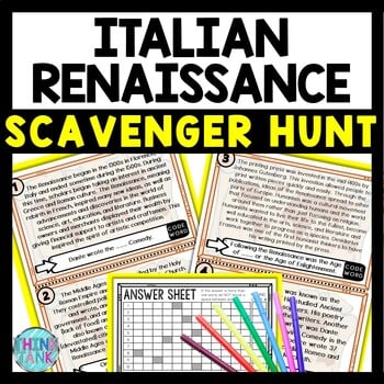 Italian Renaissance Scavenger Hunt Reading Comprehension Activity