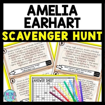 Amelia Earhart Scavenger Hunt Reading Comprehension Activity