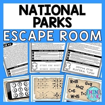 National Parks ESCAPE ROOM - Reading Comprehension Activity - U.S. Geography