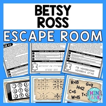 Betsy Ross ESCAPE ROOM - Reading Comprehension Activity - American Flag