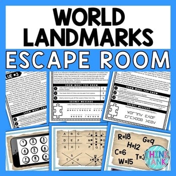 World Landmarks ESCAPE ROOM - Reading Comprehension Activity - Geography