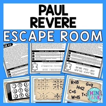 Paul Revere ESCAPE ROOM - Reading Comprehension Activity - Revolutionary War