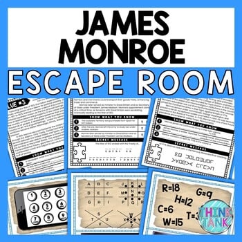 James Monroe ESCAPE ROOM - Reading Comprehension Activity - US Presidents