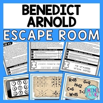 Benedict Arnold ESCAPE ROOM - Reading Comprehension Activity - Revolutionary War