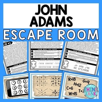 John Adams ESCAPE ROOM - Reading Comprehension Activity - Founding Fathers