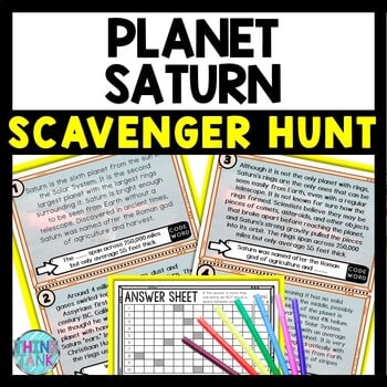 Planet Saturn Scavenger Hunt Reading Comprehension Activity - Solar System