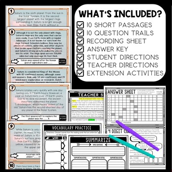Planet Saturn Scavenger Hunt Reading Comprehension Activity - Solar System - Image 2