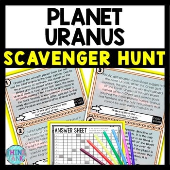 Planet Uranus Scavenger Hunt Reading Comprehension Activity - Solar System