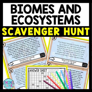 Biomes and Ecosystems Scavenger Hunt Reading Comprehension Activity