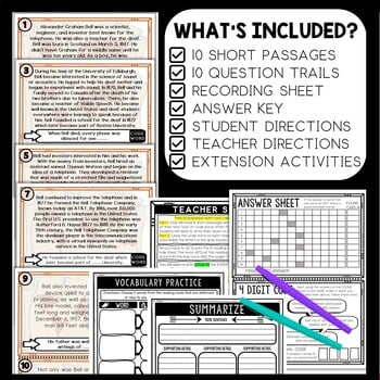 Alexander Graham Bell Scavenger Hunt Reading Comprehension Activity - Image 2