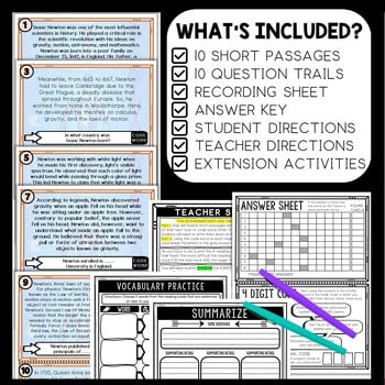Isaac Newton Scavenger Hunt Reading Comprehension Activity - Image 3