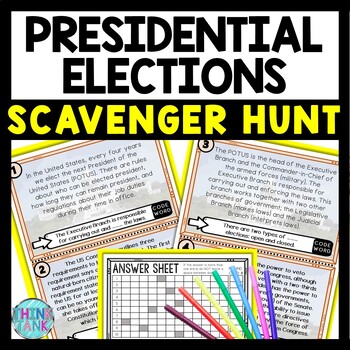 Presidential Elections Scavenger Hunt Reading Comprehension Activity
