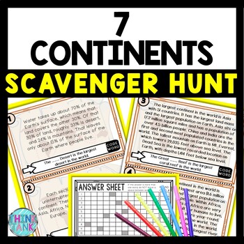 7 Continents Scavenger Hunt Reading Comprehension Activity
