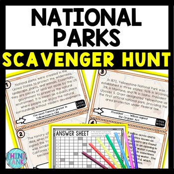 National Parks Scavenger Hunt Reading Comprehension Activity