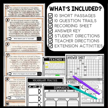 Continent of Australia Scavenger Hunt Reading Comprehension Activity - Image 2