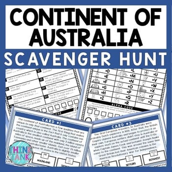 Continent of Australia Scavenger Hunt - Reading Comprehension Activity