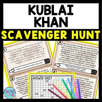 Kublai Khan Scavenger Hunt Reading Comprehension Activity - Ancient China