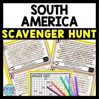 South America Scavenger Hunt Reading Comprehension Activity