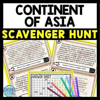 Asia Scavenger Hunt Reading Comprehension Activity