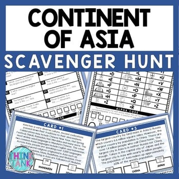 Continent of Asia Scavenger Hunt - Reading Comprehension Activity