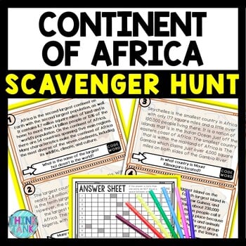 Africa Scavenger Hunt Reading Comprehension Activity
