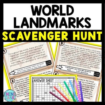 World Landmarks Scavenger Hunt Reading Comprehension Activity