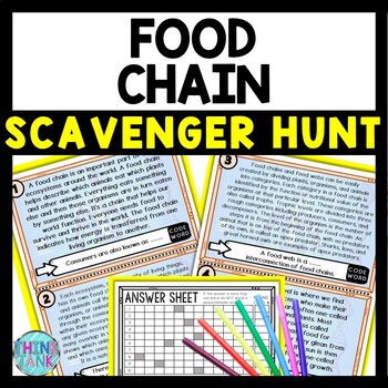 Food Chain Scavenger Hunt Reading Comprehension Activity