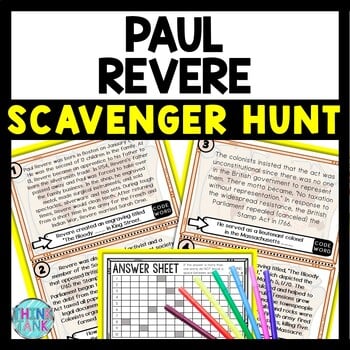 Paul Revere Scavenger Hunt Reading Comprehension Activity
