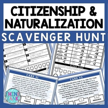 Citizenship and Naturalization Scavenger Hunt - Reading Comprehension Activity