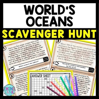 Oceans of the World Scavenger Hunt Reading Comprehension Activity
