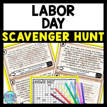 Labor Day Scavenger Hunt Reading Comprehension Activity - Holiday