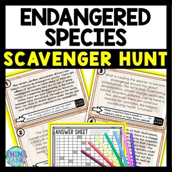 Endangered Species Scavenger Hunt Reading Comprehension Activity