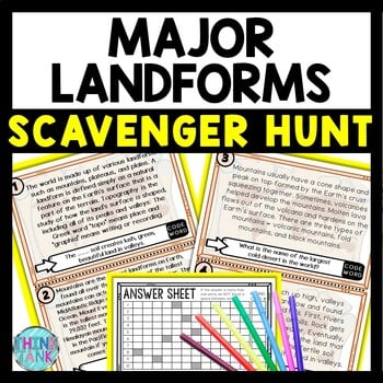 Landforms Scavenger Hunt Reading Comprehension Activity