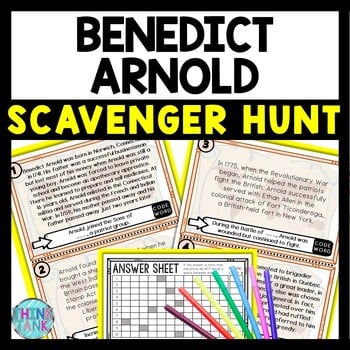Benedict Arnold Scavenger Hunt Reading Comprehension Activity