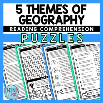 Five Themes of Geography Reading Comprehension Puzzles Activity - No Prep