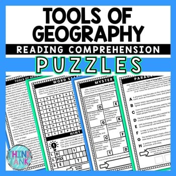Tools of Geography Reading Comprehension Puzzles Activity - Maps and Globes, GPS