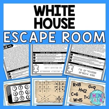 White House ESCAPE ROOM - Reading Comprehension Activity - Presidents