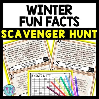 Winter Fun Facts Scavenger Hunt Reading Comprehension Activity