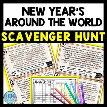New Year's Around the World Scavenger Hunt Reading Comprehension Activity