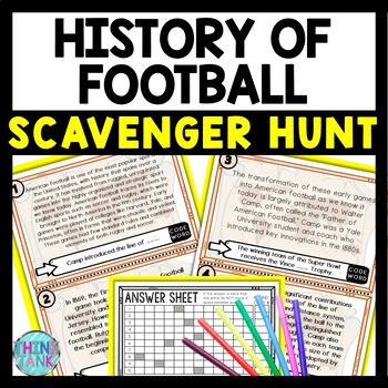 History of Football Scavenger Hunt Reading Comprehension Activity